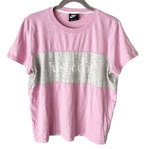 Nike Top Women's XL NSW Gym Vintage Pink Rise Just Do It Graphic T-Shirt Y2K